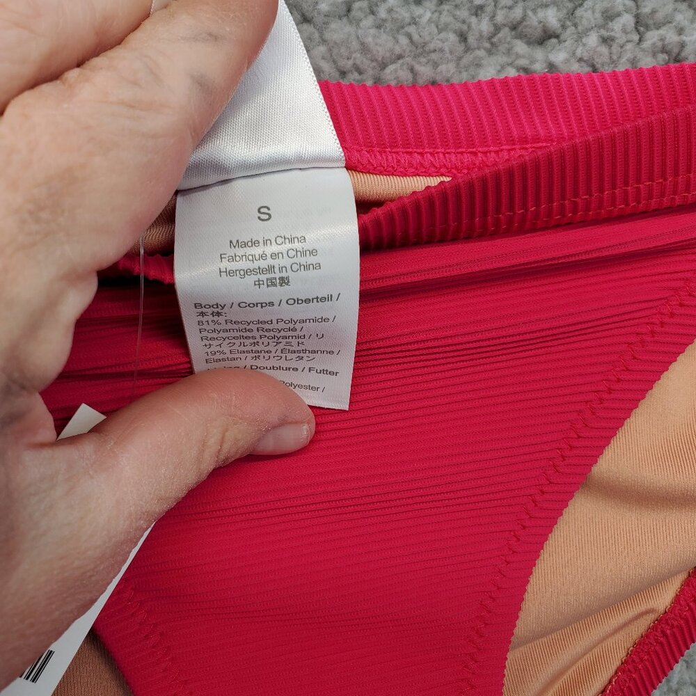 J. Crew Ribbed-Trim‎ Hipster Full-Coverage Bikini Bottom Pink - Picture 5 of 7